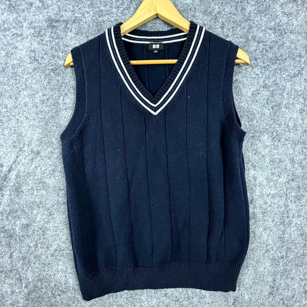 Uniqlo Sweater  Vest Unisex XS Navy Blue Preppy Dark Academia Old Money Yacht